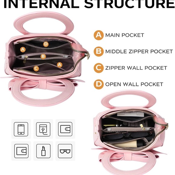 Win Me! New! Chic Pink Bow Handbag Crossbody NWT Buyer Appreciation Giveaway - Picture 5 of 11